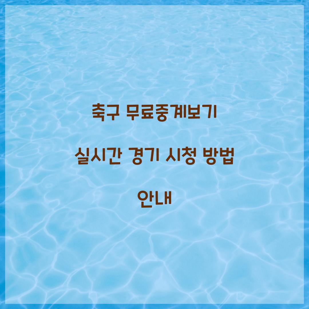 축구 무료중계보기