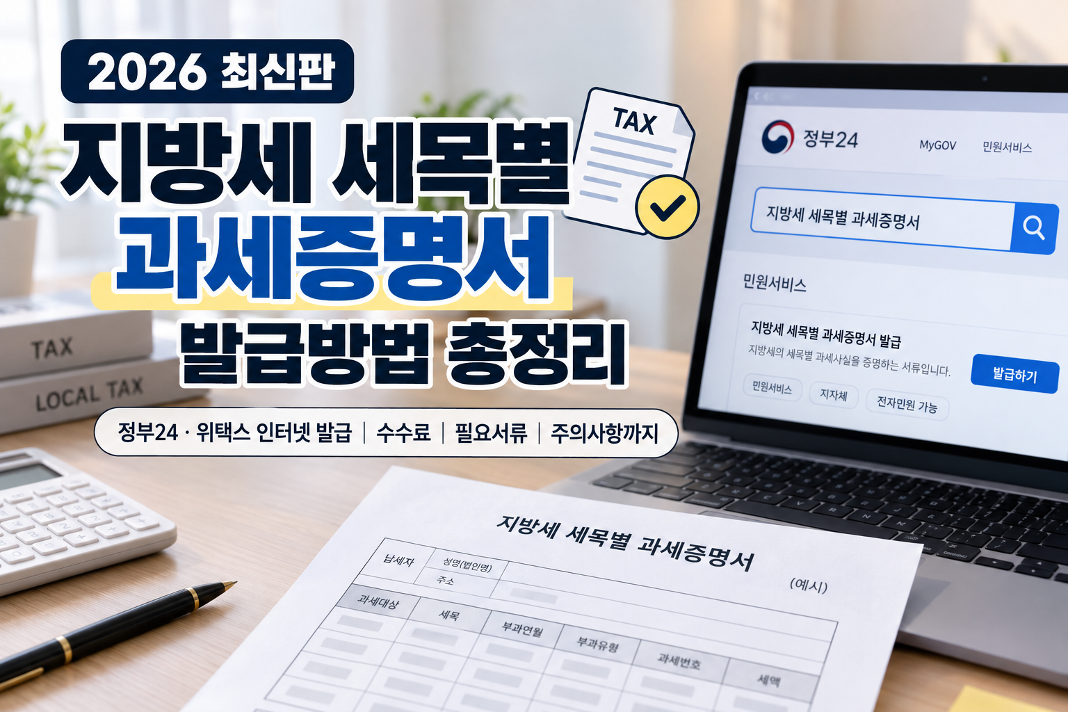 2026 지방세 세목별 과세증명서 발급방법