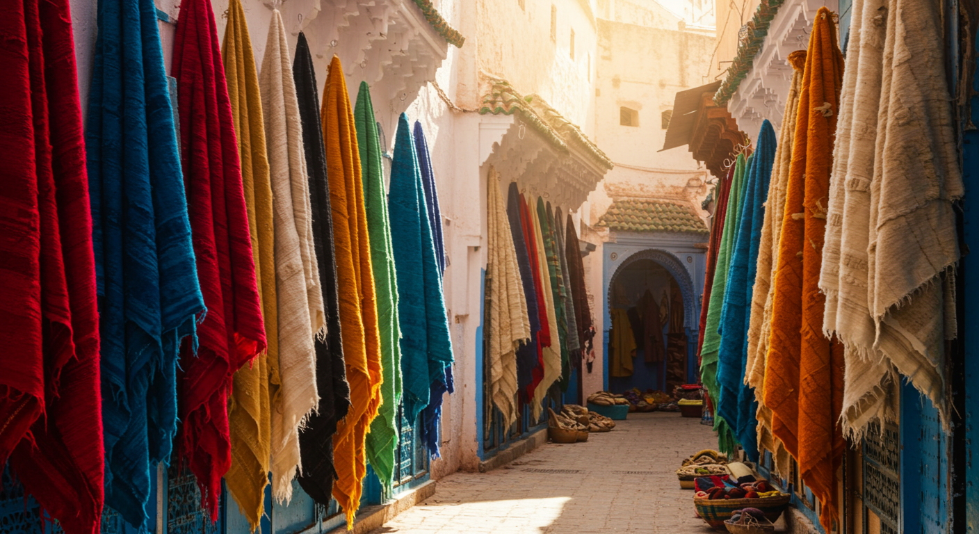 염색된 양모를 건조하는 모습