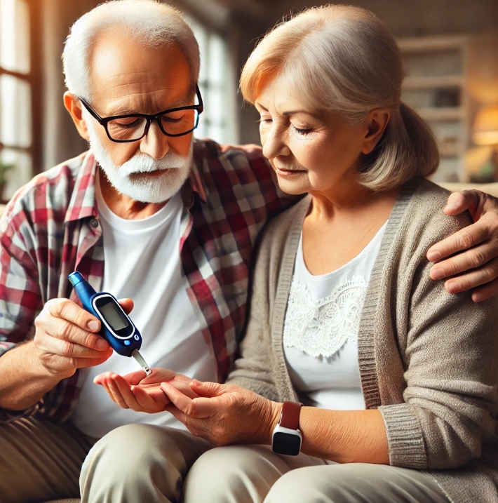 혈당을 체크해주는 부부