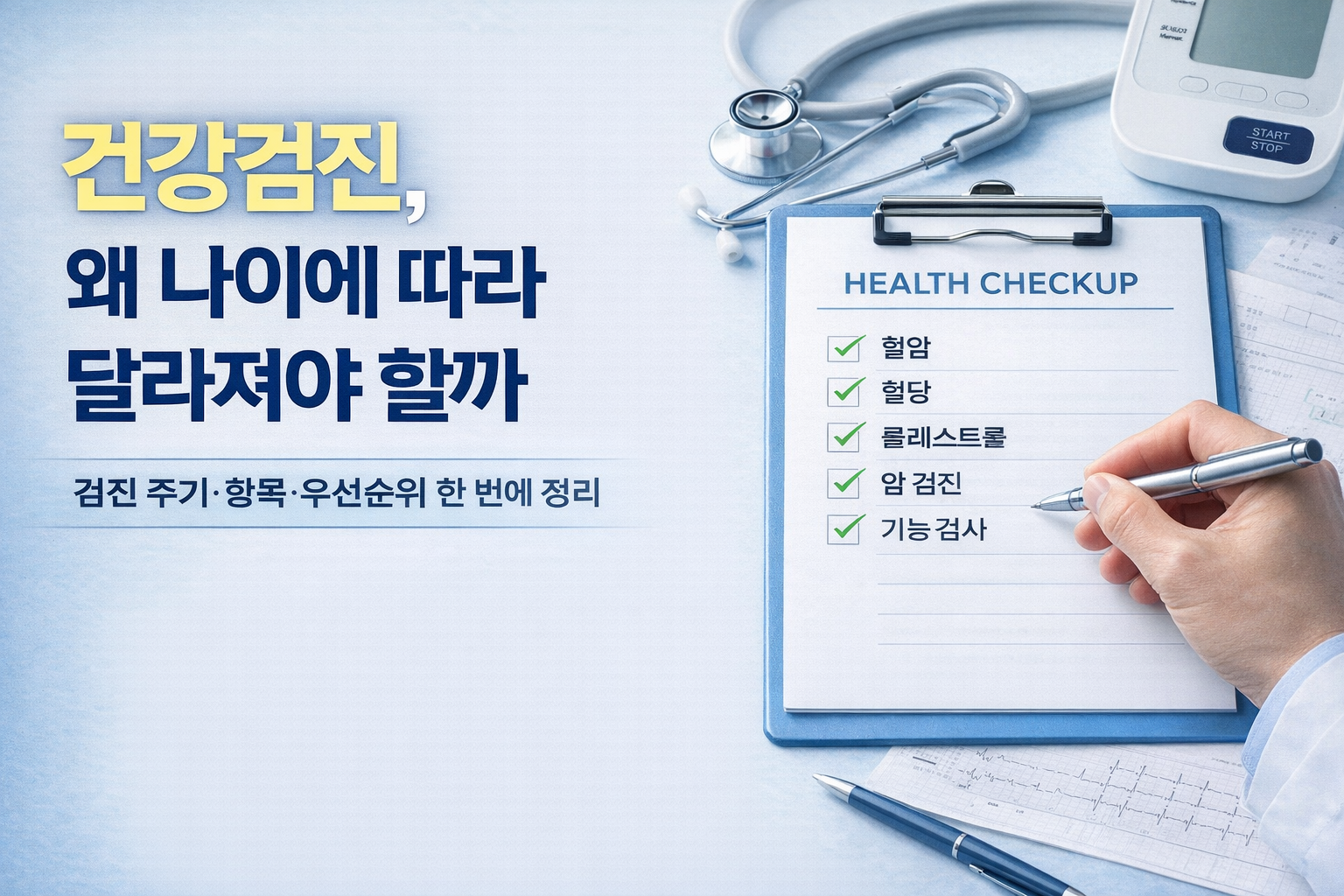 건강검진, 왜 나이에 따라 달라져야 할까 / 검진 주기&middot;항목&middot;우선순위 한 번에 정리