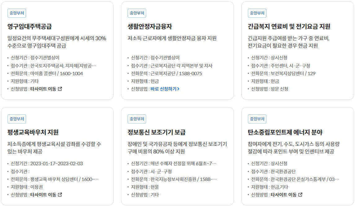 정부지원금 찾는 방법