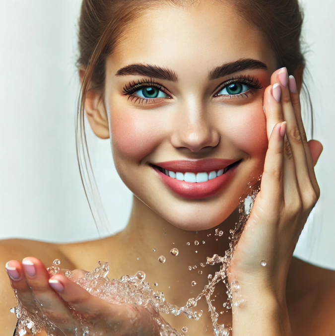 미온수로 세안하는 미녀