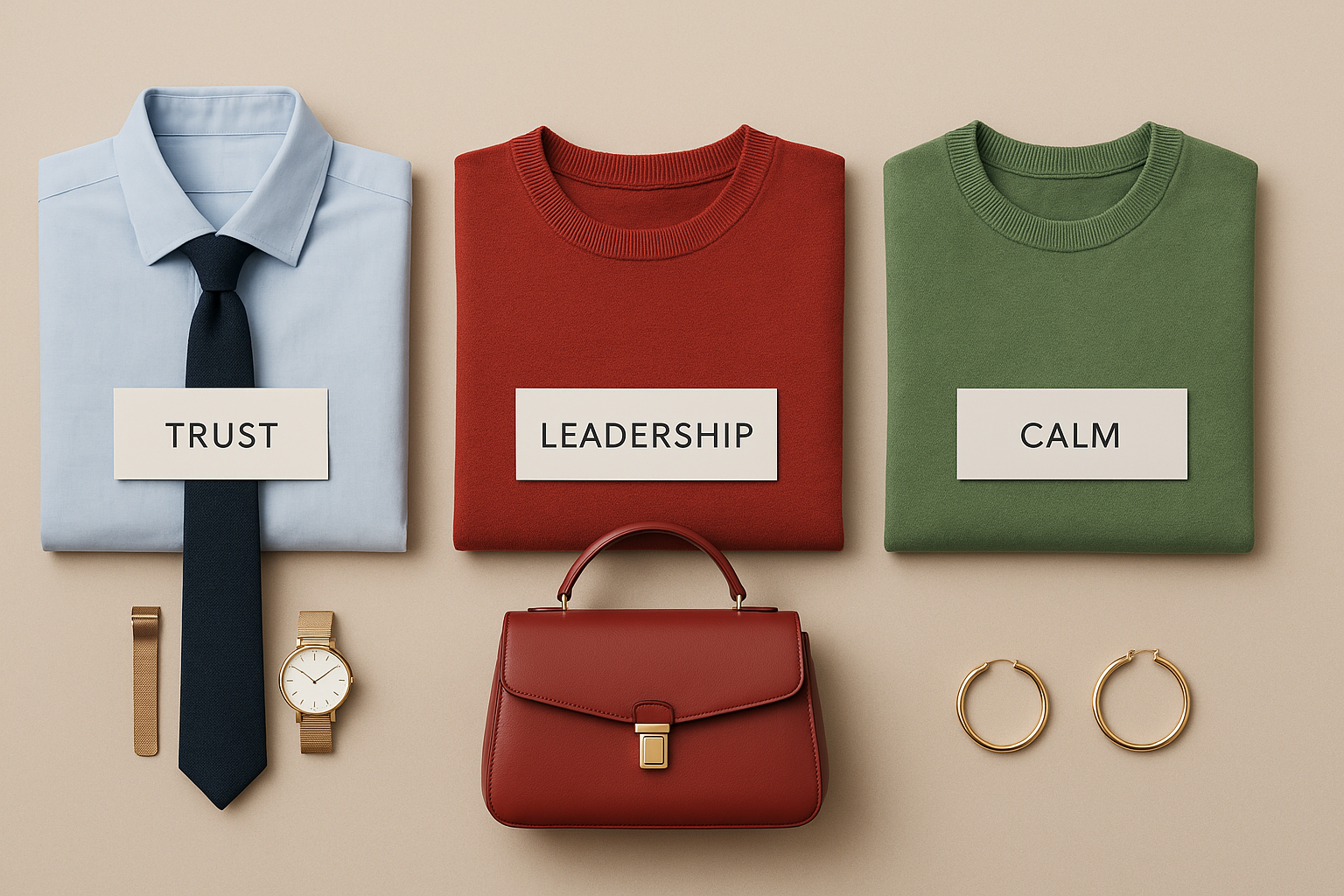 블루는 신뢰, 레드는 주도성, 그린은 안정감을 주는 컬러 전략을 설명하는 이미지입니다.