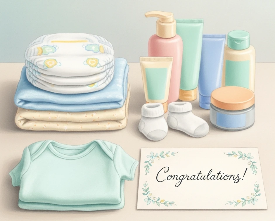 신생아용품과축하카드