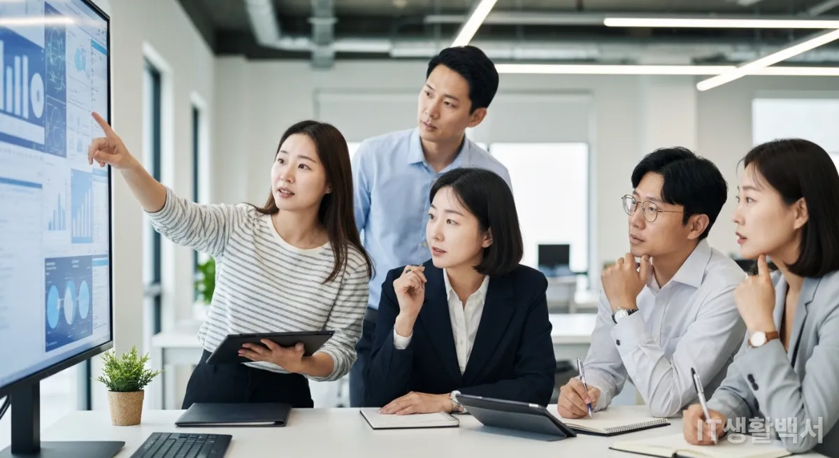 AI 에이전트와 협업하며 업무에 집중하는 한국 직장인들