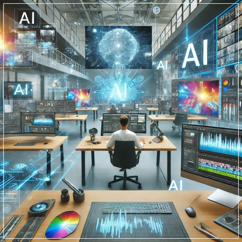 AI 기반 영상 편집 도구를 활용하는 전문가들의 작업 공간