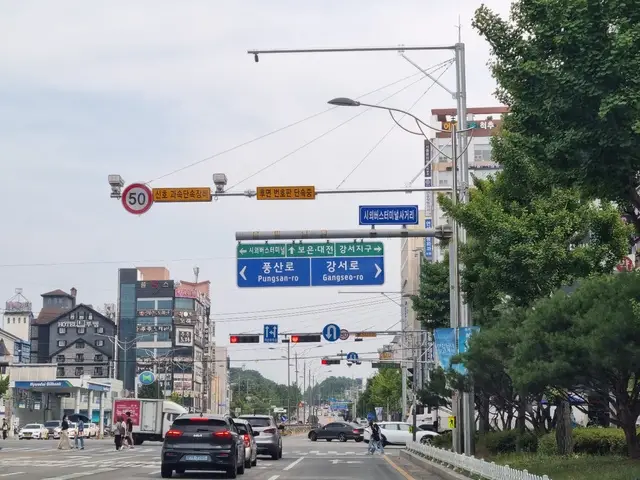 청주 시외버스터미널 사거리 후면 단속 카메라 설치 현장