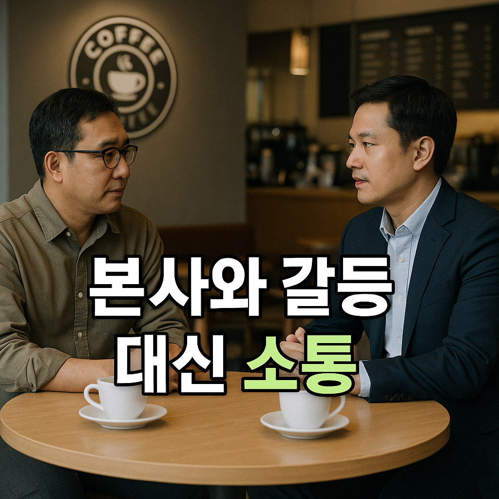 본사와 가맹점 점주의 소통 장면
