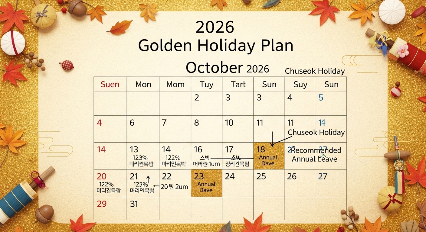 2026년 10월 추석 연휴를 활용한 연차 사용 계획표