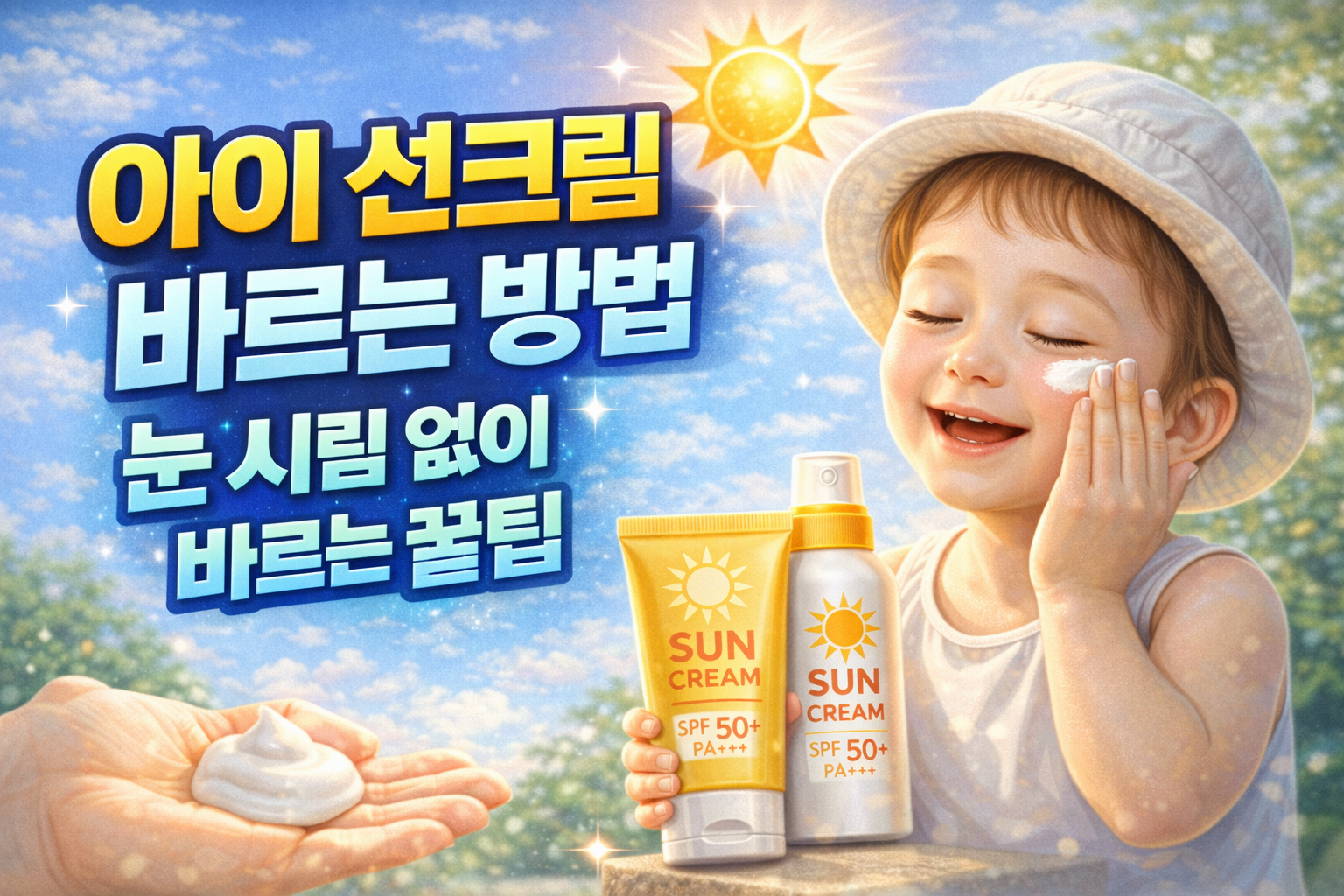 아이 눈 시림 없이 선크림 바르는 꿀팁 추천