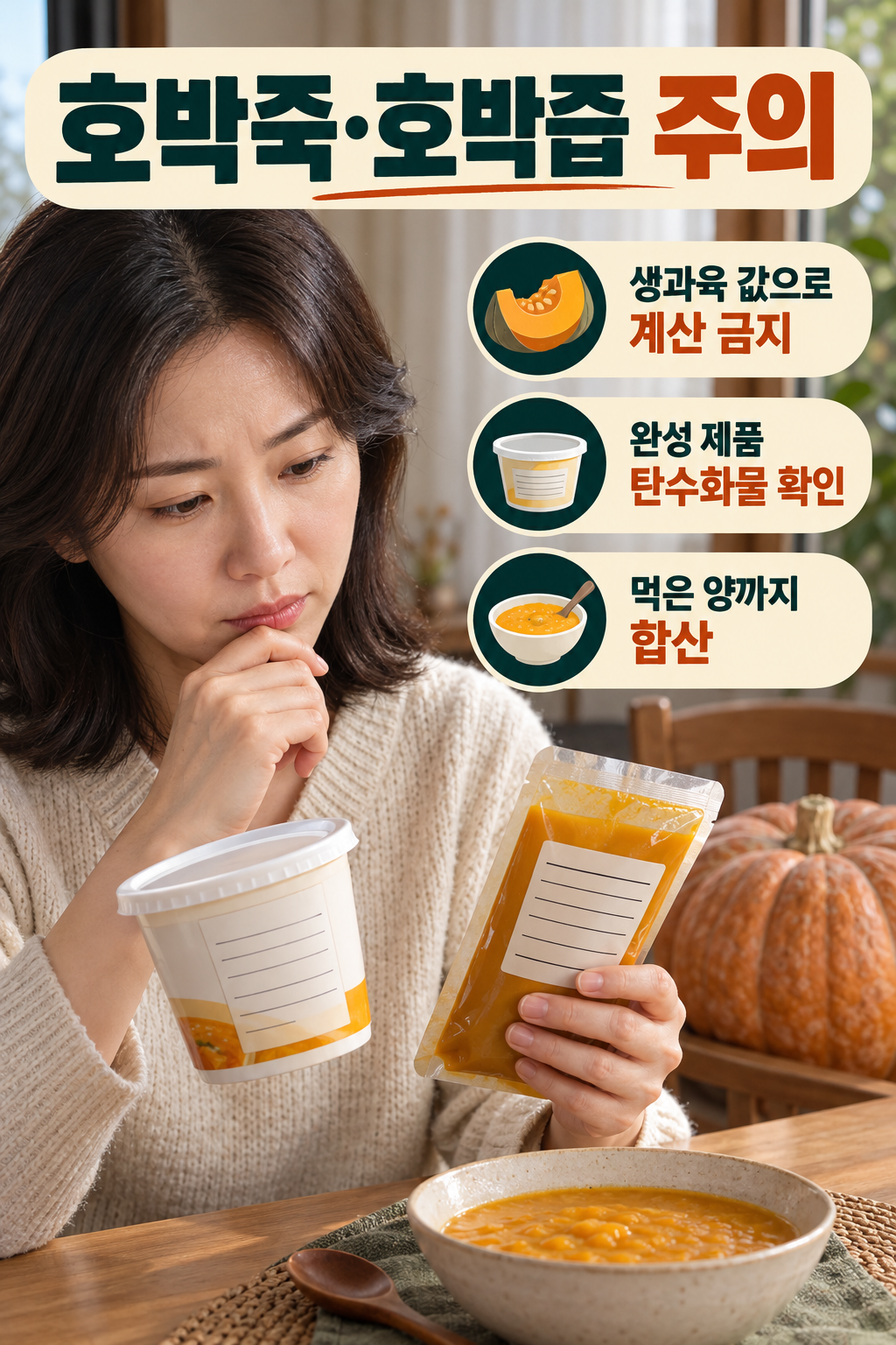 늙은호박 · 호박죽·호박즙을 혈당 부담 없는 음식으로 보지 마세요 실사 인포그래픽
