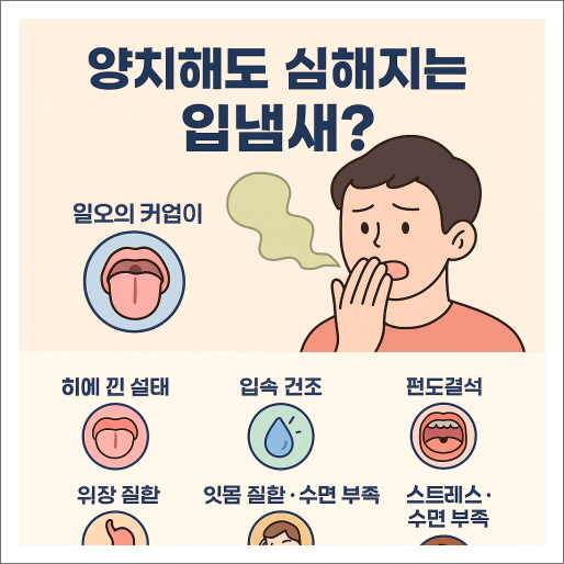 양치를 계속하는데 요즘 입냄새가 더 심해진듯 이유가 뭘까?
