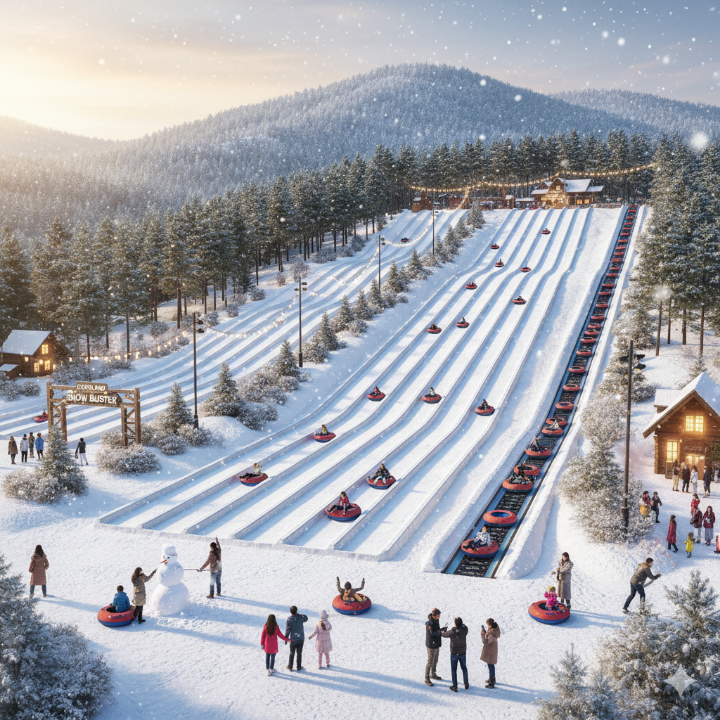 에버랜드 스노우 버스터의 긴 슬로프와 튜브 리프트