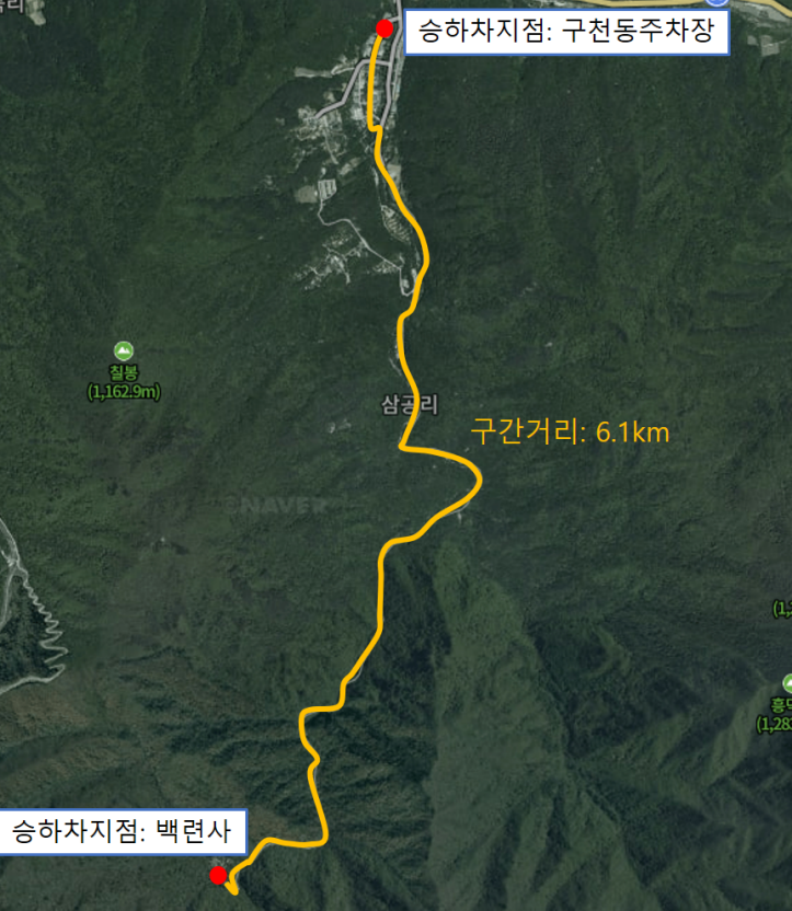 덕유산 전기셔틀버스 운행 노선도