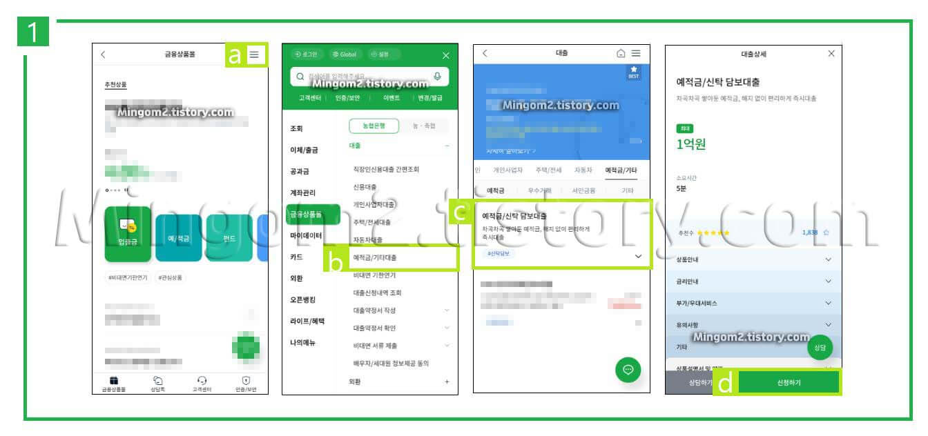 담보대출 신청방법에 대한 설명