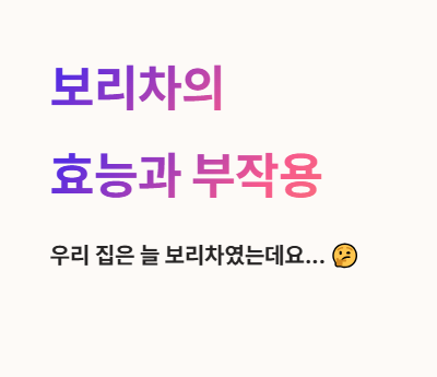 보리차의 효능과 부작용 경험