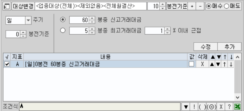 신고 거래대금 조건식