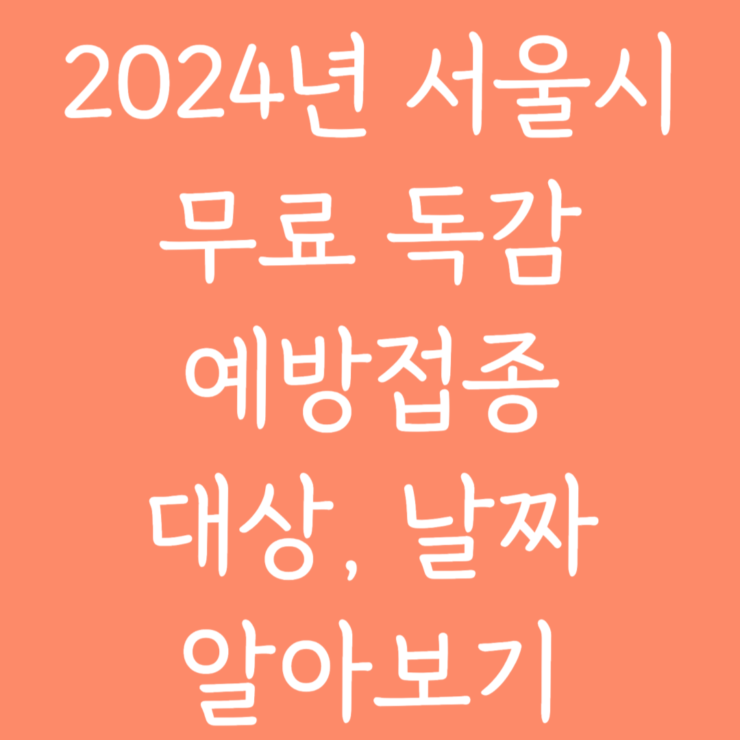 2024년 서울시 독감 무료 예방접종 대상, 날짜 알아보기