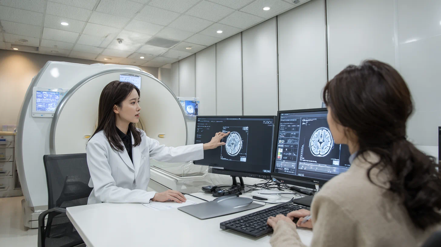 치매 종류 설명 장면, 의료 상담 분위기