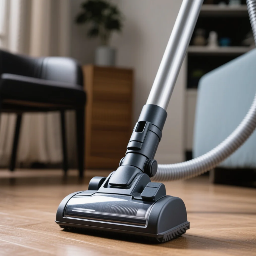 흡입력 테스트 하고 있는 청소기