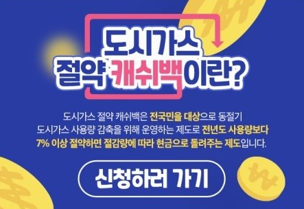 도시가스 캐시백 신청 포스터