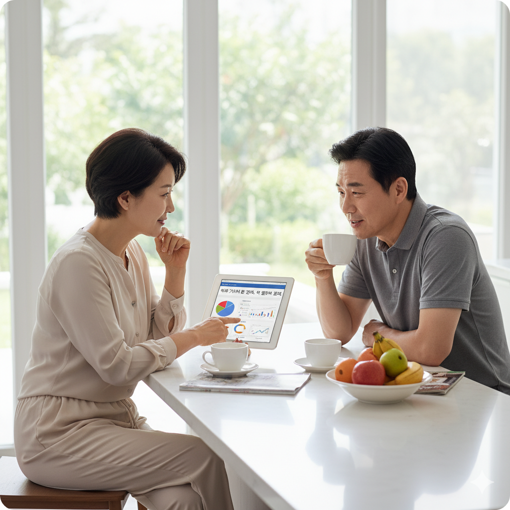 부부대화. 재무대화, 공감, 50대여성, 중년부부