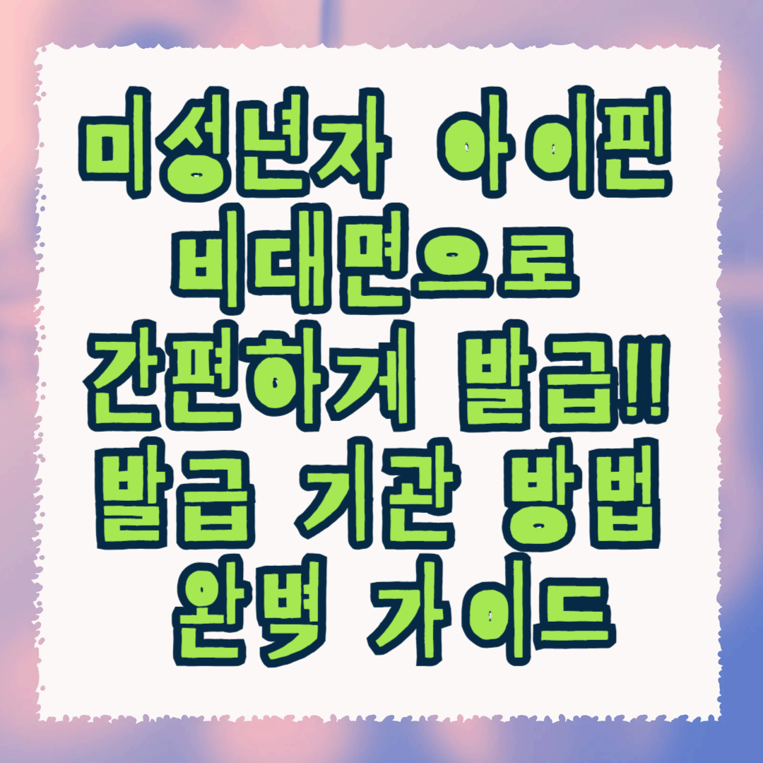 미성년자 아이핀 비대면으로 간편하게 발급!! 발급 기관 방법 완벽 가이드