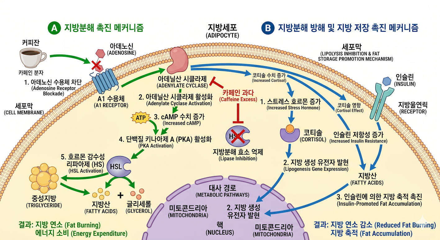 카페인 다이어트의 반전: 지방을 태울까, 오히려 뱃살을 쌓이게 할까?