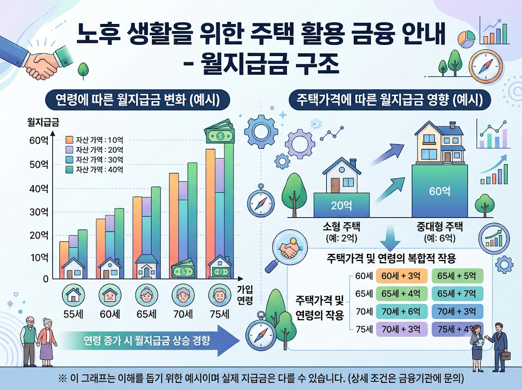 주택연금 월 수령액이 가입 연령과 주택가격에 따라 달라지는 구조
