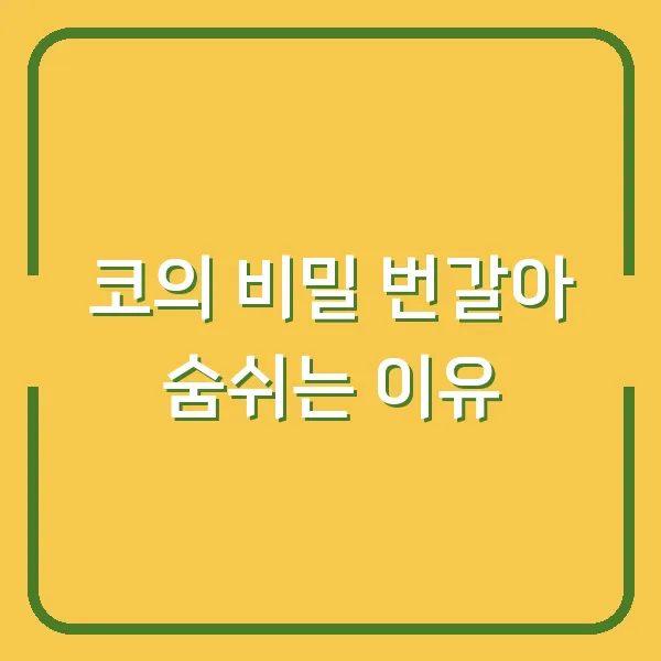 코의 비밀 번갈아 숨쉬는 이유
