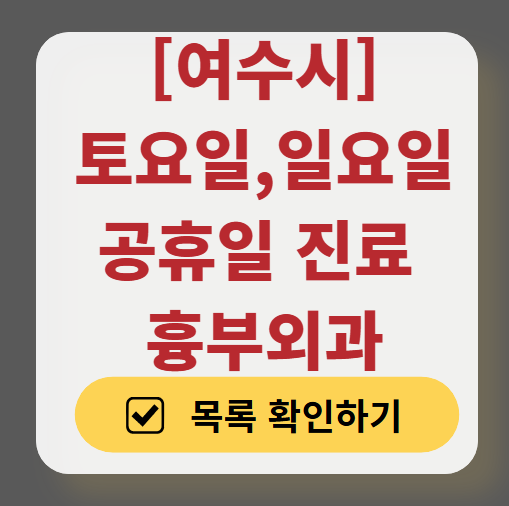 여수시 주말 토요일 일요일 흉부외과 진료 병원 목록 ❘ 공휴일 진료 영업 병원 리스트 찾기