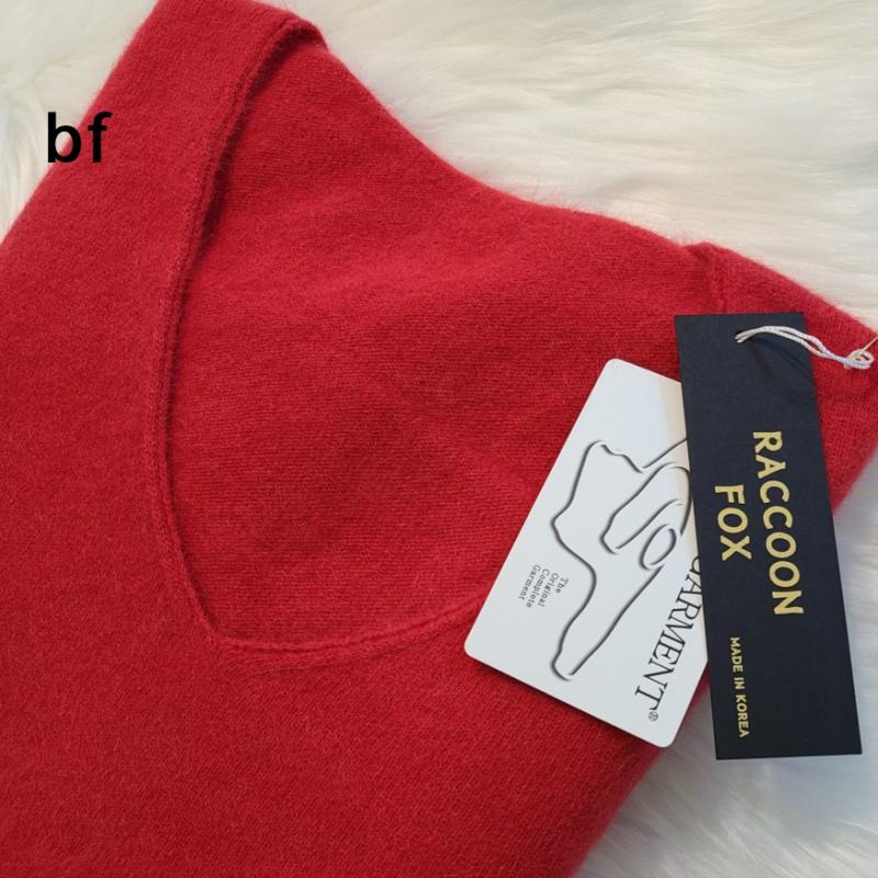 hm 라쿤 폭스 메리노울 브이넥 홀가먼트니트 핑크 레드 아이보리 민트 그레이 베이지