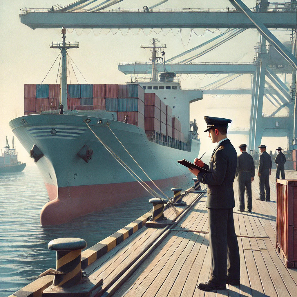 선박 검사를 진행하는 장면