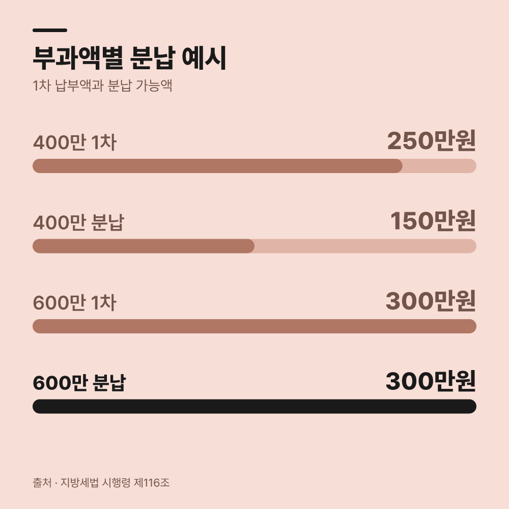 250만원 초과 시 나눠 내는 기준은 어떻게 될까?