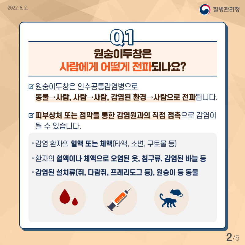 원숭이두창은 사람에게 어떻게 전파되나요?