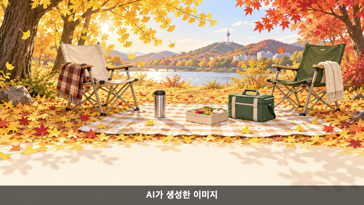 가을 나들이 준비물을 표현한 콘셉트 이미지