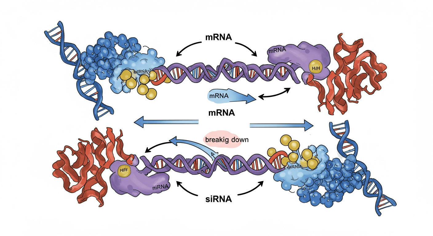 siRNA(소형 간섭 RNA)를 전달해 유전자 발현을 억제하는 방식
