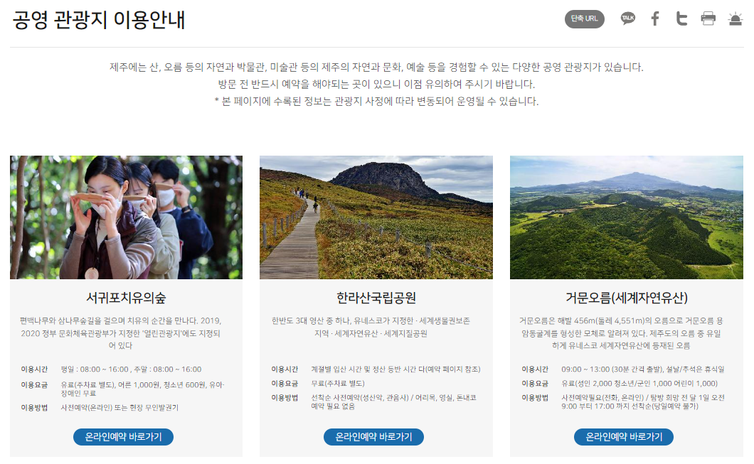 제주도 관광지도