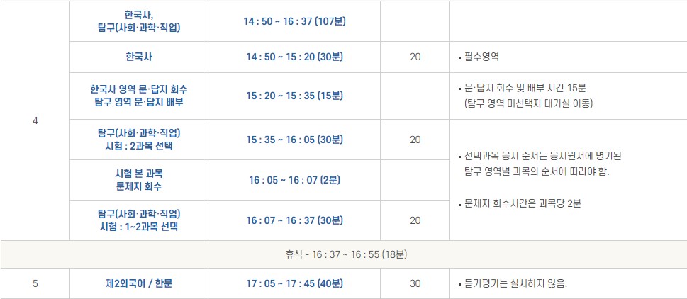 수능시간