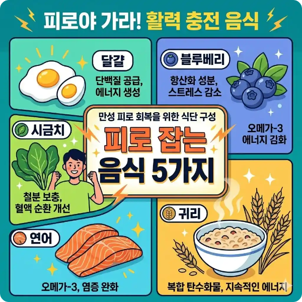 만성 피로 회복에 좋은 음식 5가지 식단 구성