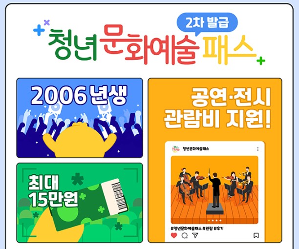 청년 문화예술패스 신청방법&#44; 사용처&#44; 지원대상&#44; 혜택 총정리 - 최대 15만원
