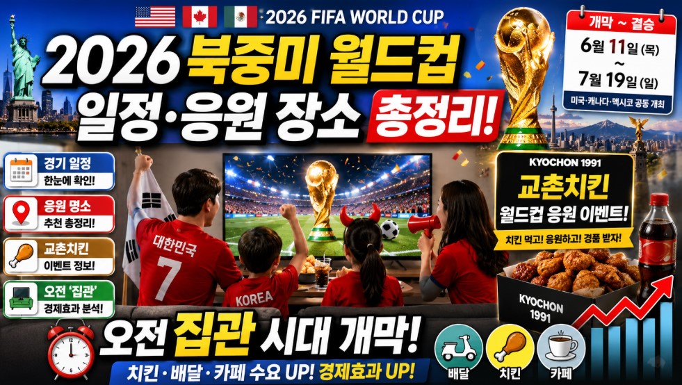 2026 북중미 월드컵 일정&middot;응원 장소 총정리! 교촌치킨 이벤트부터 오전 &lsquo;집관&rsquo; 경제 효과까지