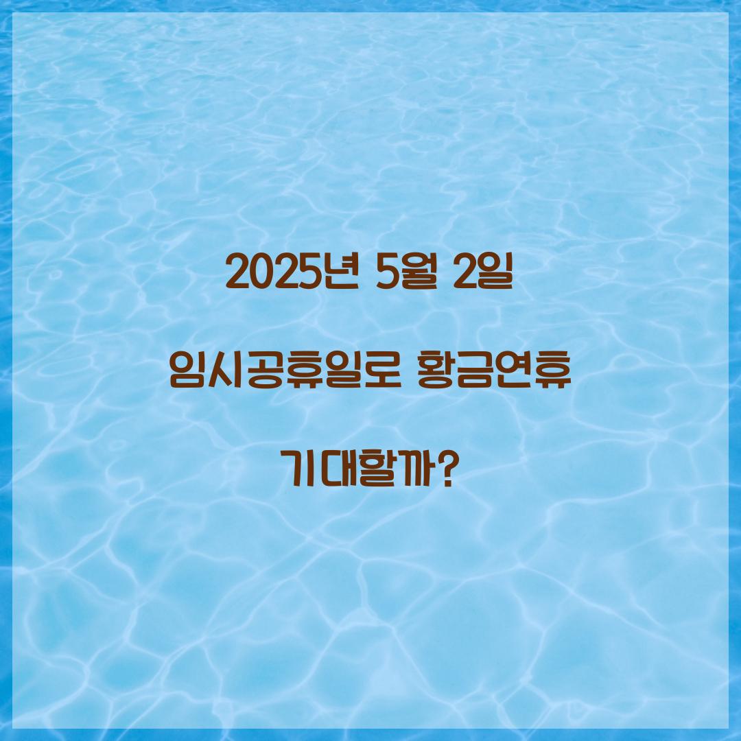 2025년 5월 2일 임시공휴일