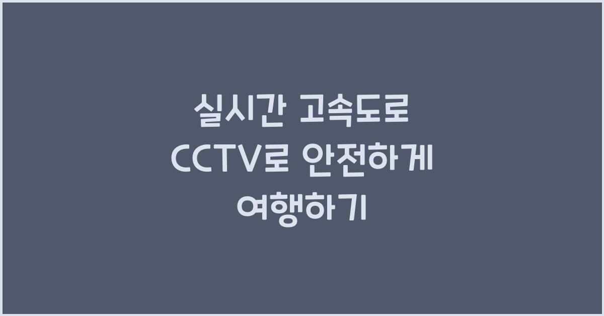 실시간 고속도로 cctv