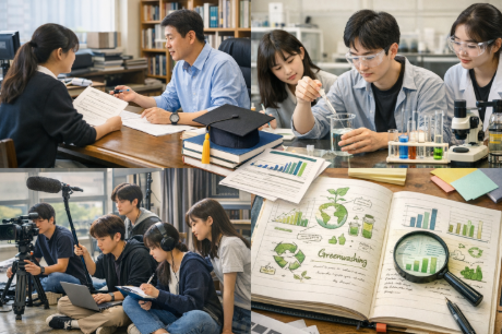 여러가지 동아리 활동하는 학생들