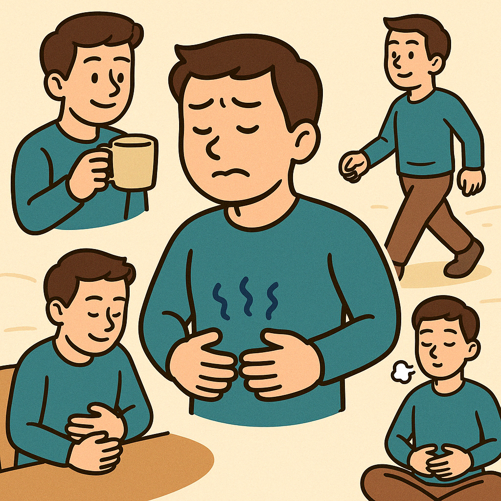 속이 더부룩할 때 소화 돕는 행동법 이미지