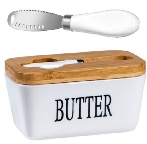 BUTTER BOX 대용량 도자기 버터 보관 용기 + 버터 나이프 세트