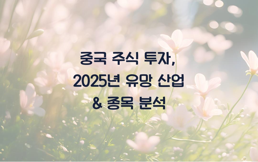 중국 주식 투자, 2025년 유망 산업 및 종목 분석