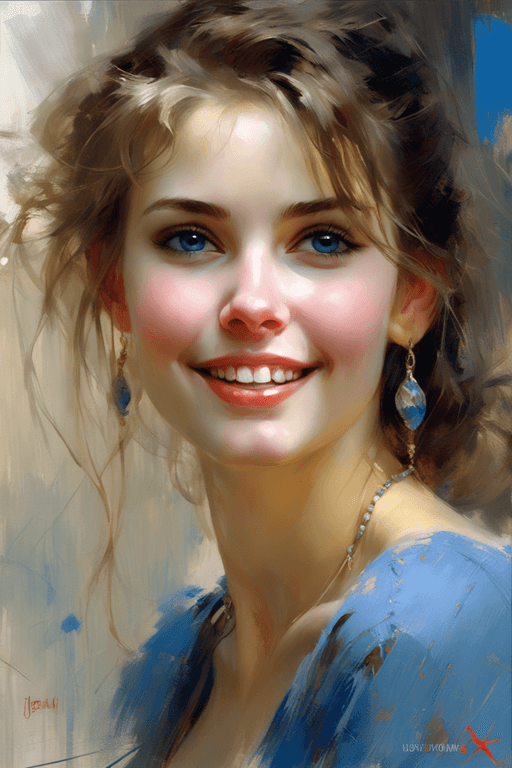 Playground AI로 생성한 그림(3) - 밝게 웃는 미녀